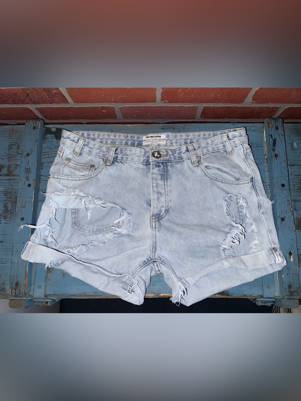 One by One Teaspoon Distressed Shorts, Size 30